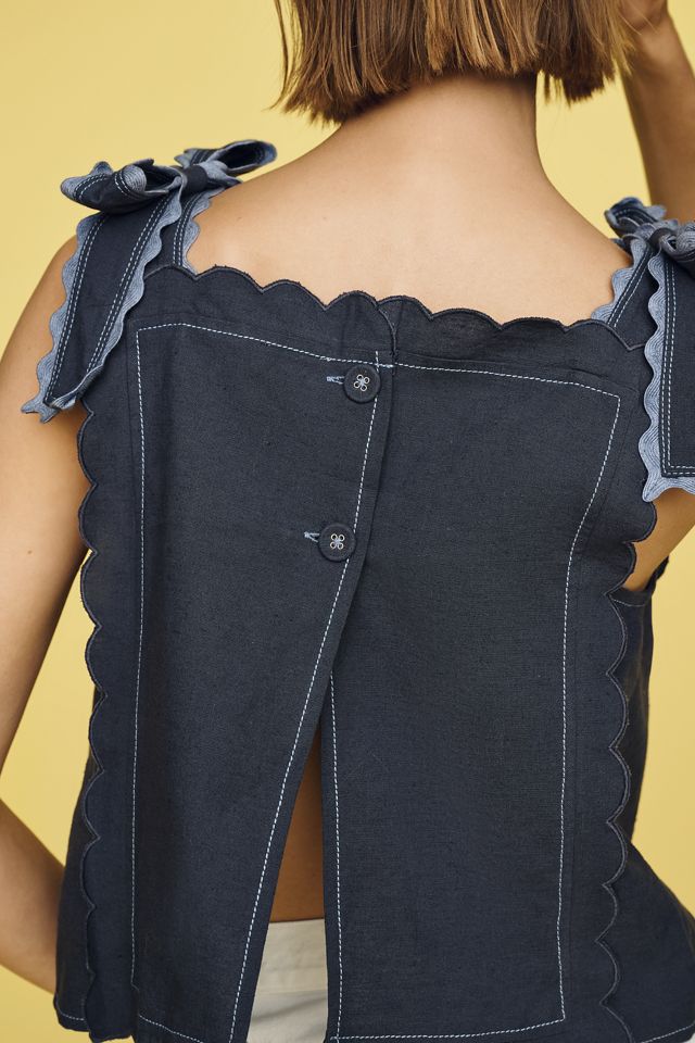 Maeve Cotton Linen Tie-Shoulder Tank  #1