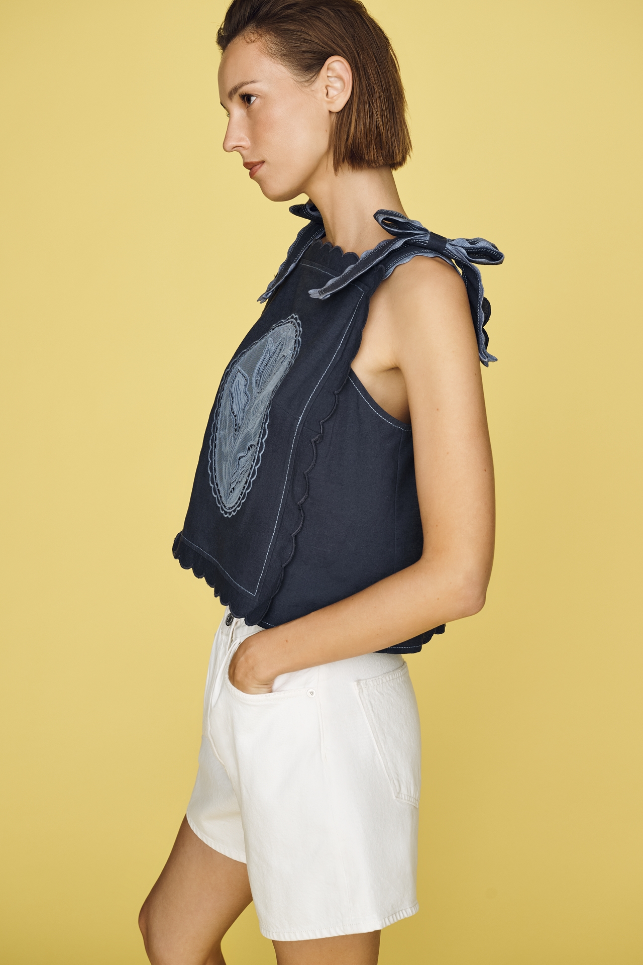 Maeve Cotton Linen Tie-Shoulder Tank