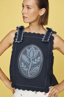 Maeve Cotton Linen Tie-Shoulder Tank 