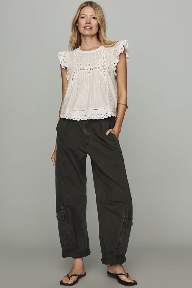 By Anthropologie Lace Flutter Top #2