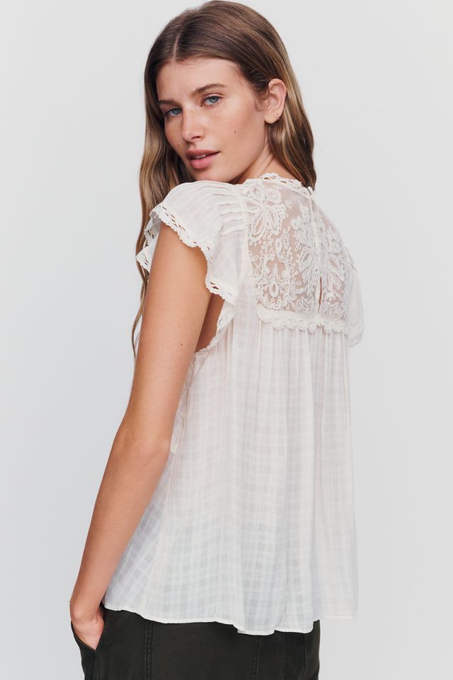 By Anthropologie Lace Inset Blouse #2
