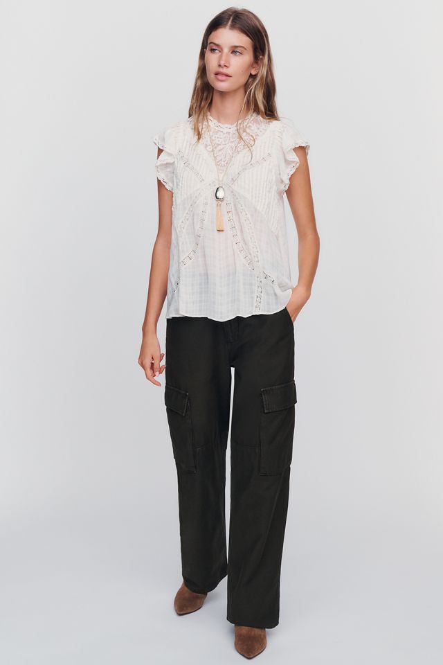 By Anthropologie Lace Inset Blouse #3