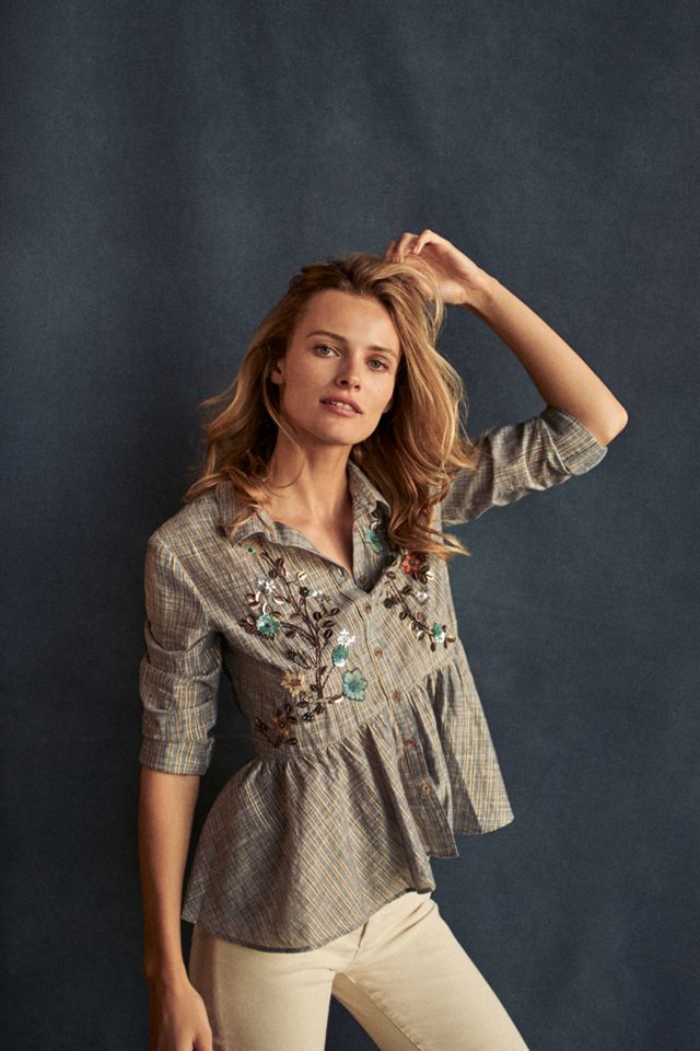 Ella Embroidered Peplum Shirt #4