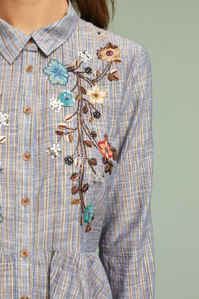 Ella Embroidered Peplum Shirt #1