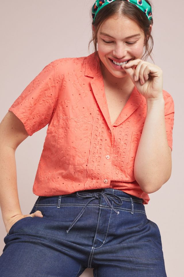 Eyelet Guayabera Top #8