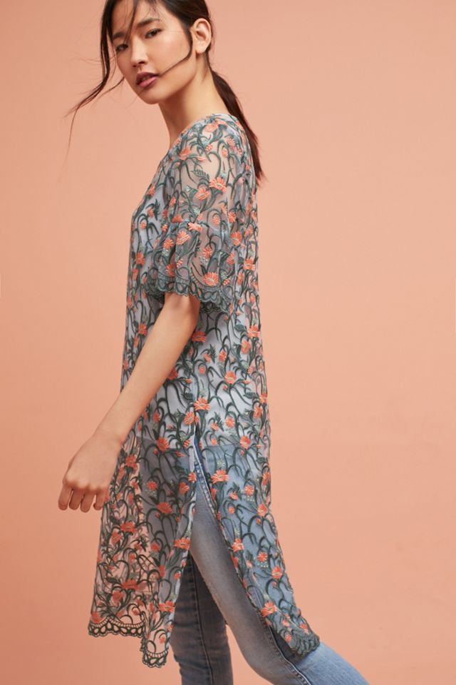 Floral Embroidered Mesh Tunic #1
