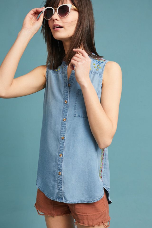 Barton Sleeveless Chambray Buttondown #3