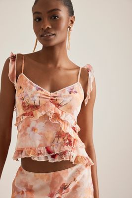 Haut à volants floral By Anthropologie