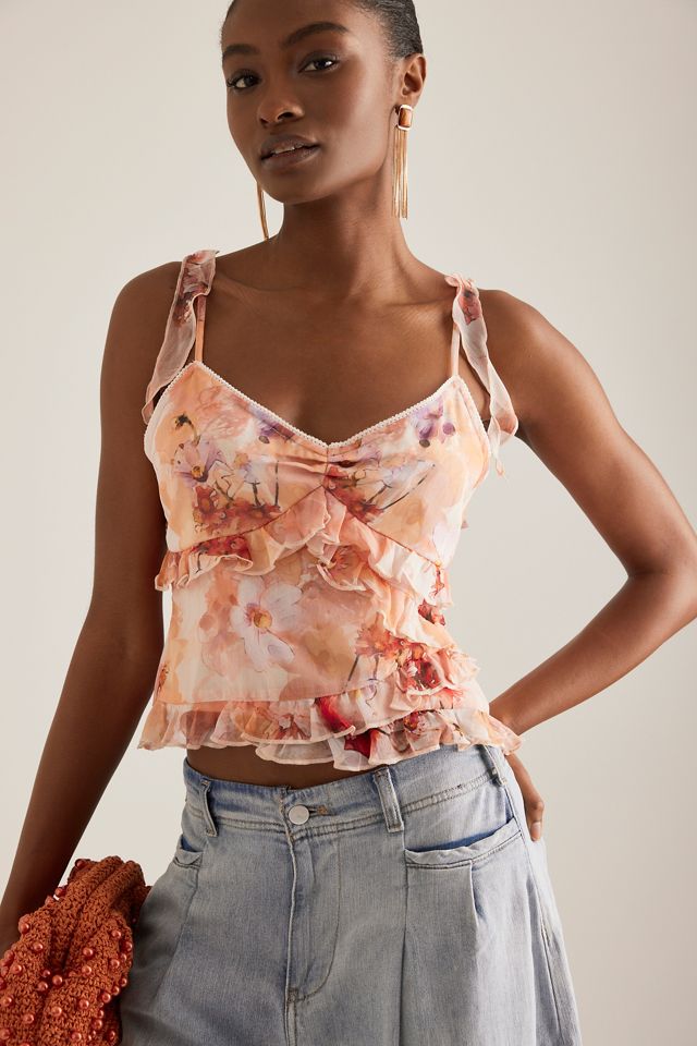 By Anthropologie Floral Ruffle Top #4