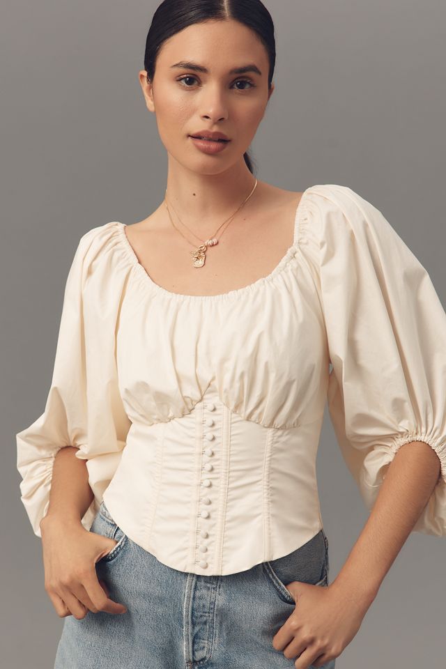 For Love & Lemons Bow-Back Corset Blouse #1
