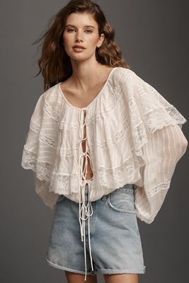 Mare Mare Lace Inset Long-Sleeve Blouse | Anthropologie