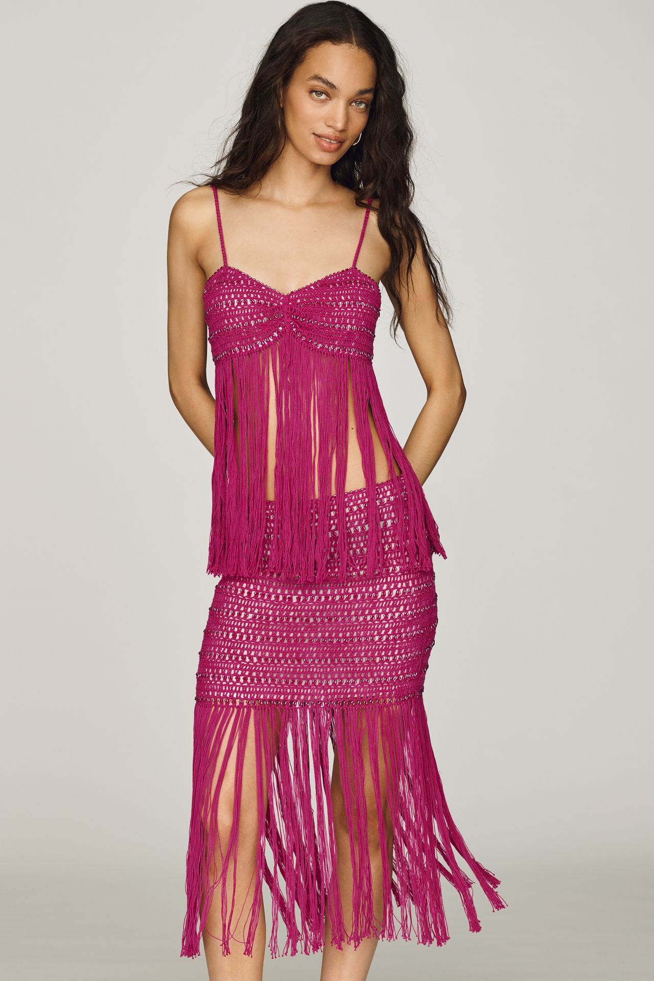 For Love & Lemons Lulu Cotton Fringe Crochet Top