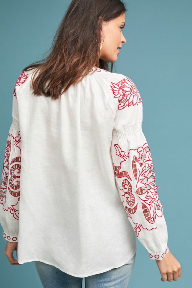 Seabrook Linen Peasant Top #1