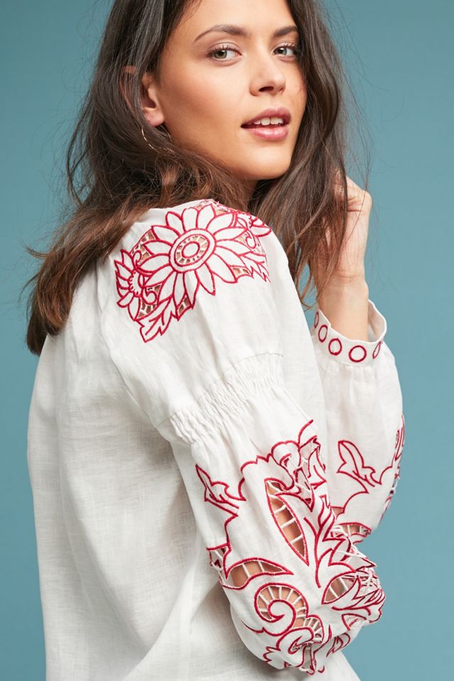 Seabrook Linen Peasant Top #2