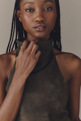 Lamarque Alva Suede Sleeveless High-Neck Top