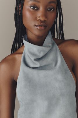 Lamarque Alva Suede Sleeveless High-Neck Top