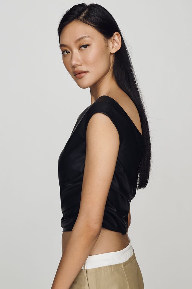 Lamarque Ines Faux-Leather Off-Shoulder Top #3