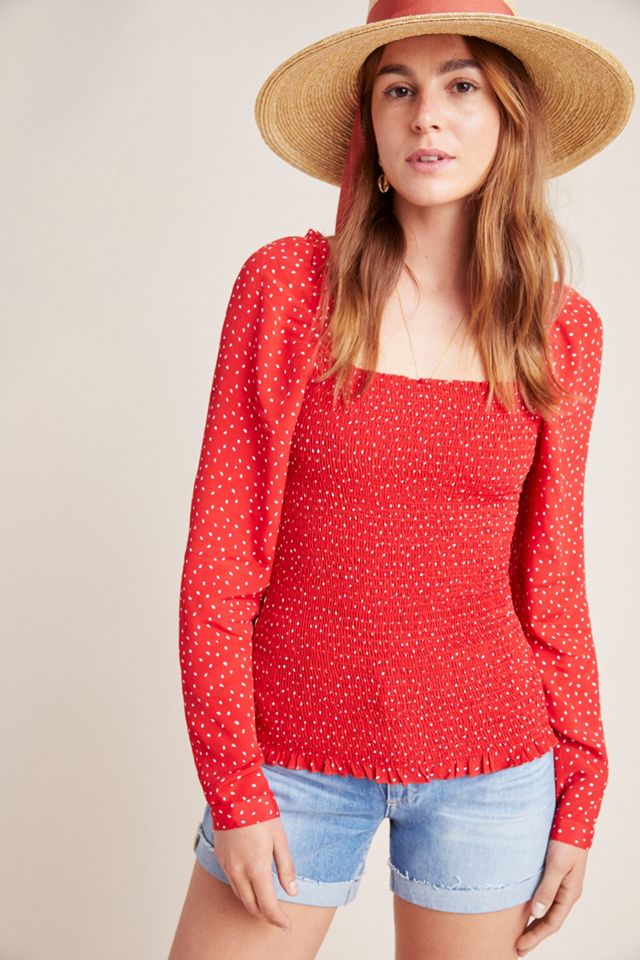 Smocked Polka Dot Blouse #2