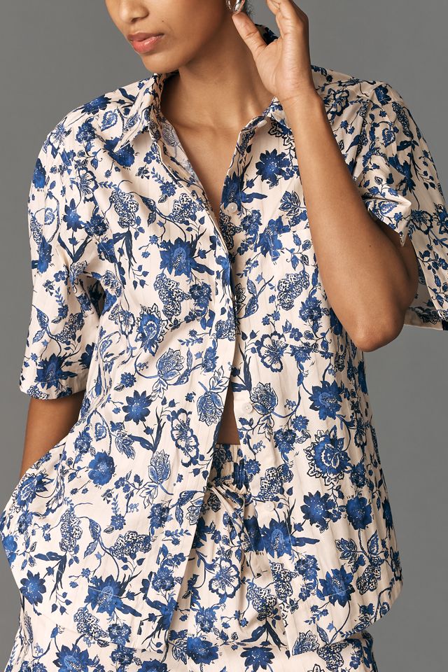 Derek Lam 10 Crosby Keaton Short-Sleeve Buttondown Shirt