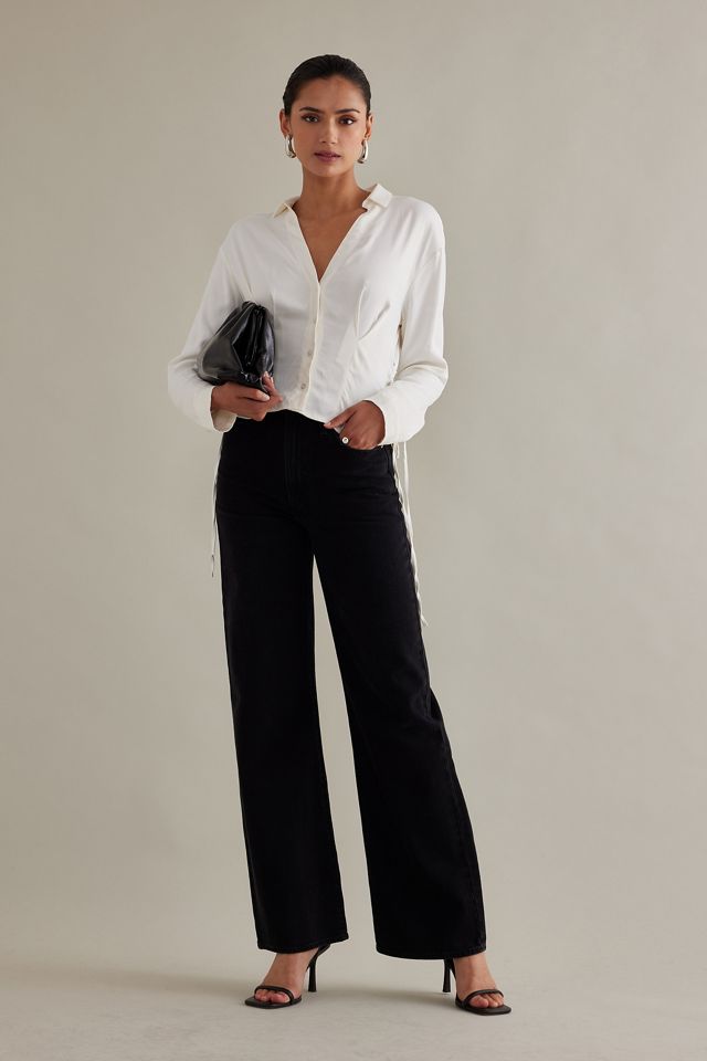 By Anthropologie Long-Sleeve Silky Corset Blouse #5