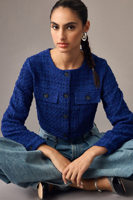 Tweed Crop Blazer - Mauve