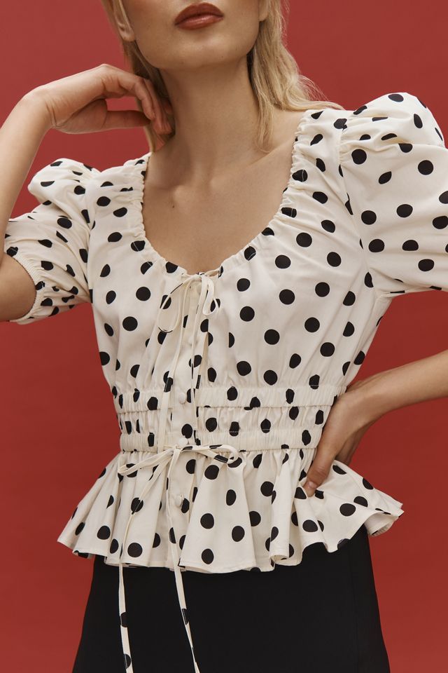 Maeve Puff-Sleeve Peplum Top #3