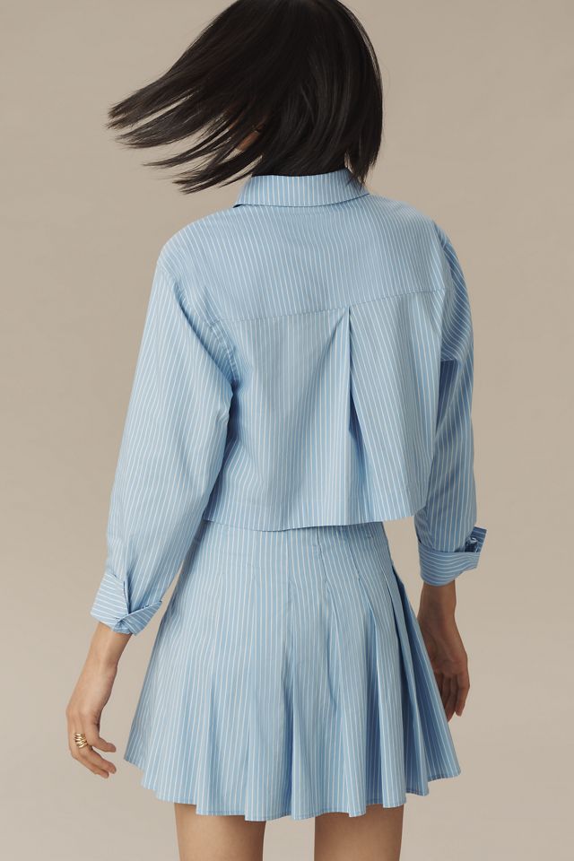 Maeve Long-Sleeve Collared Striped Blouse #1