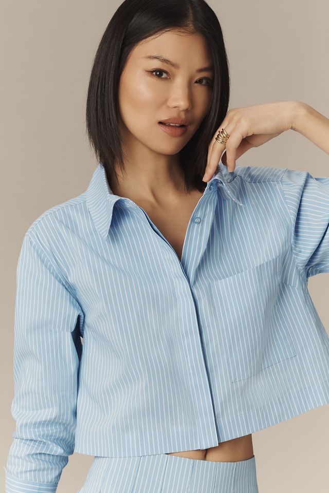 Maeve Long-Sleeve Collared Striped Blouse #3