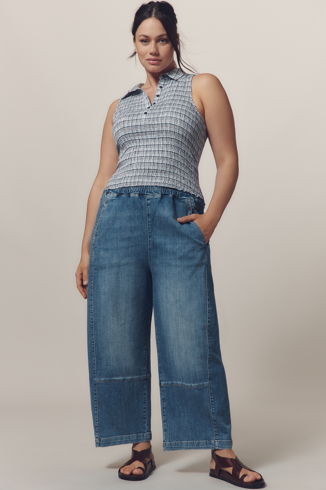Pilcro Sleeveless Shirred Top
