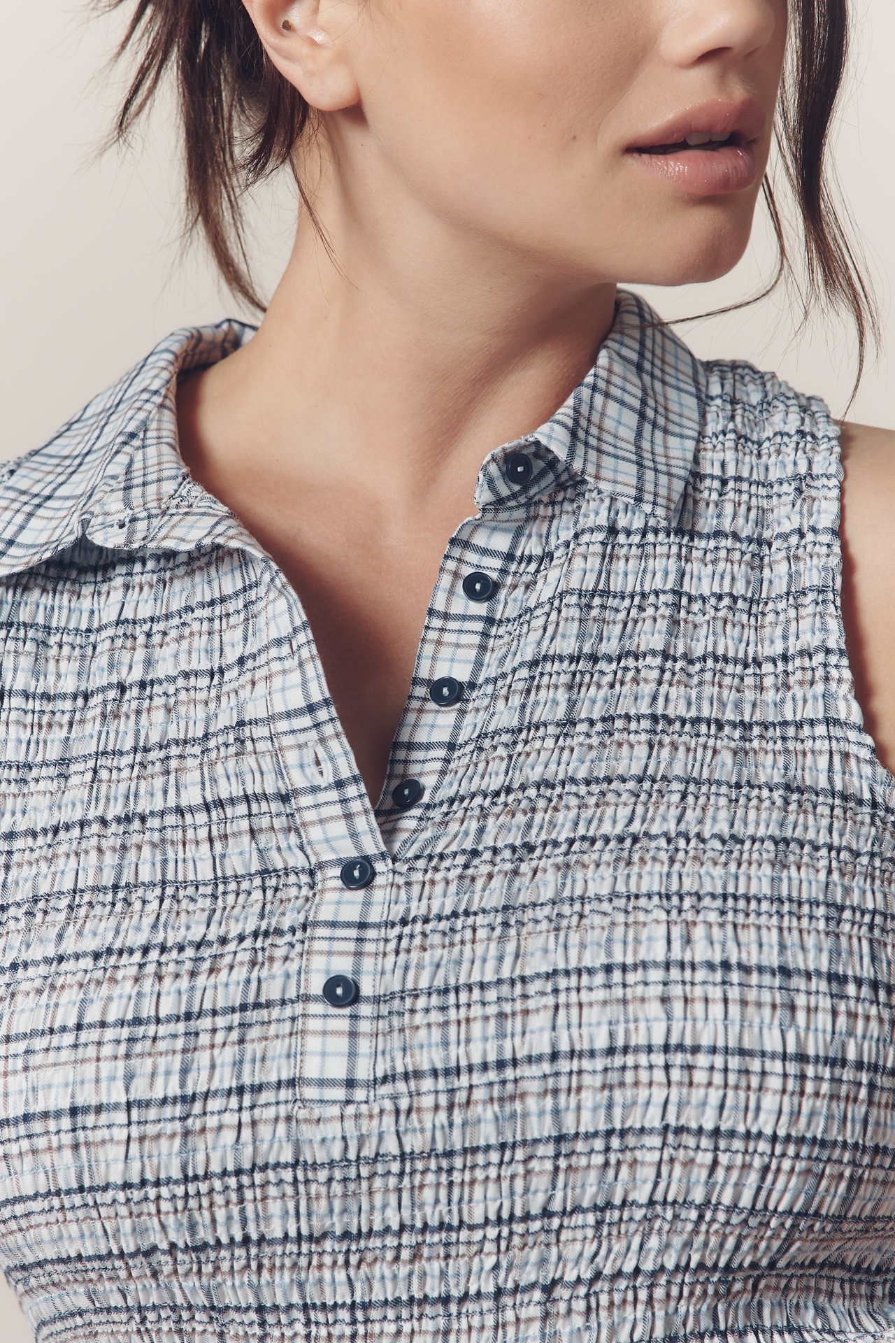 Pilcro Sleeveless Shirred Top