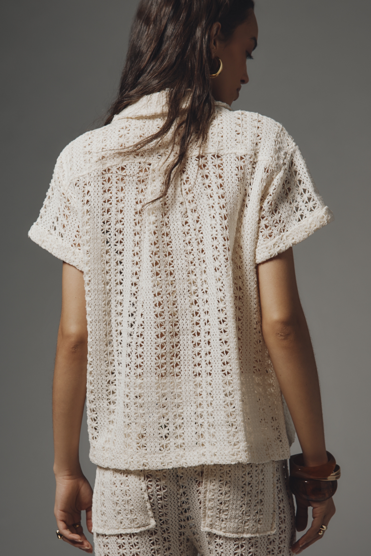 The Brenna Short-Sleeve Lace Buttondown Shirt