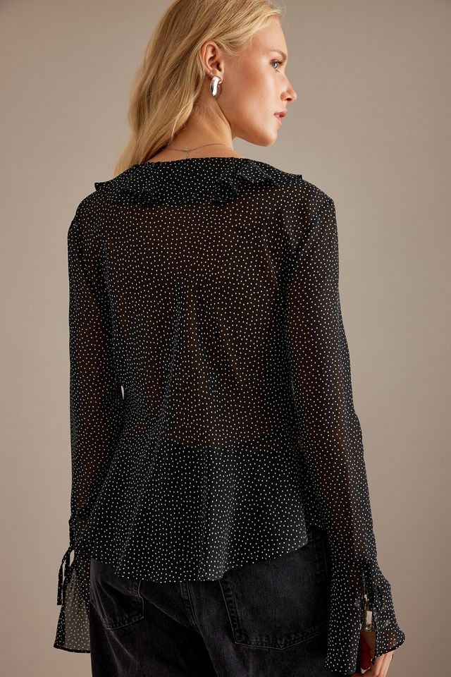 Chemisier à pois avec nœud et volants #2