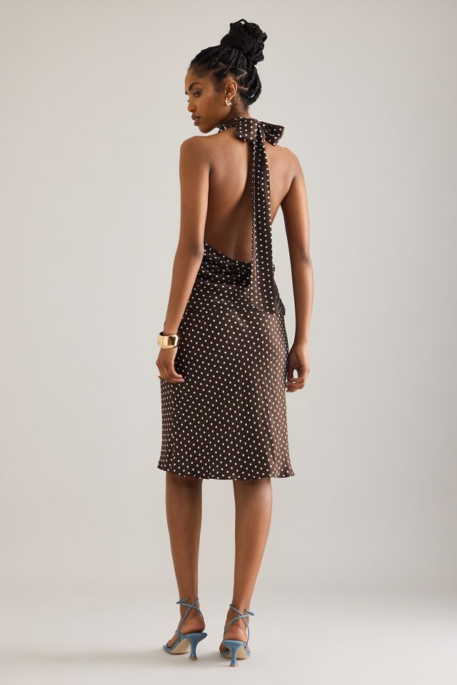 Maeve Wrap Satin Halter Neck Top