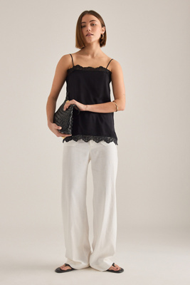 By Anthropologie Lace-Trim Satin Cami Top