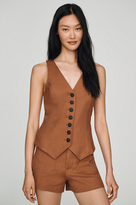 Halsey European Linen Stretch Button Front Blouse | Anthropologie