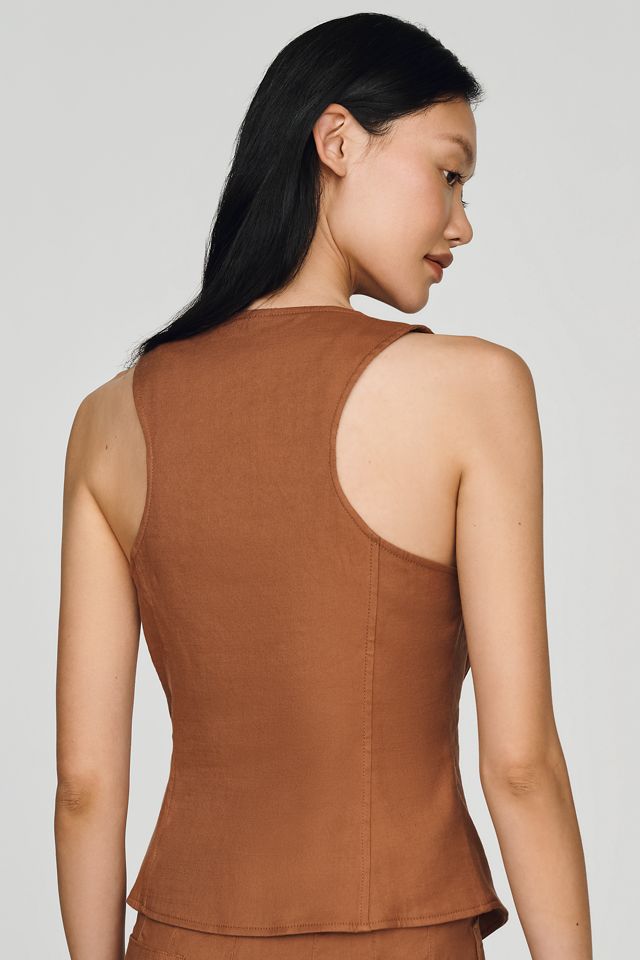 Halsey European Linen Stretch Button Front Blouse | Anthropologie