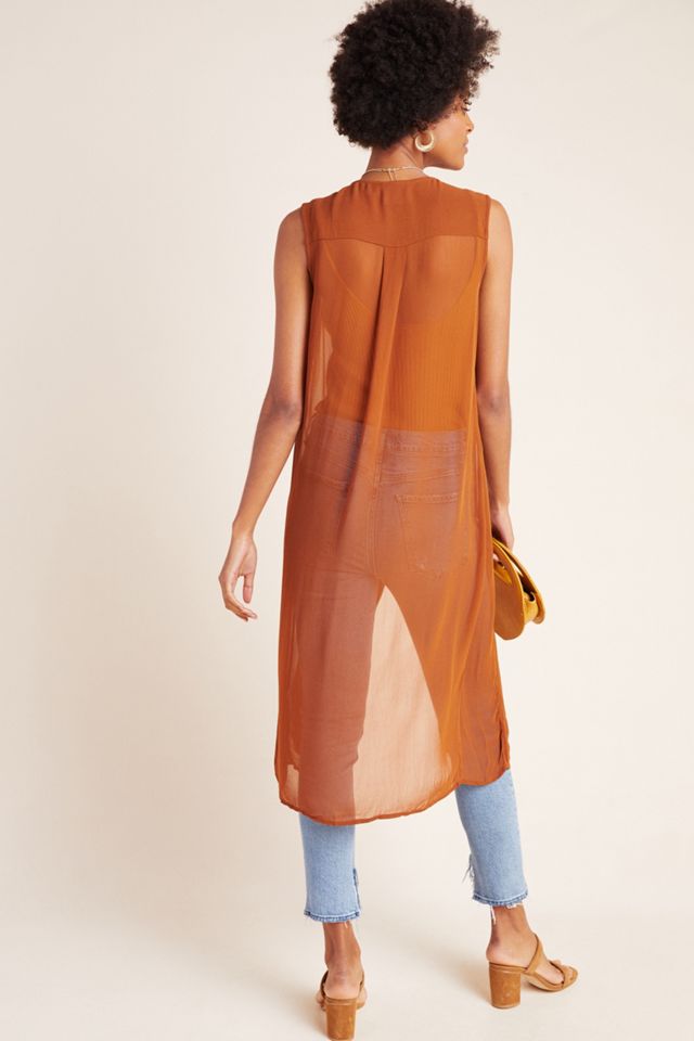 Maeve Meriwether Sheer Button-Front Tunic #1