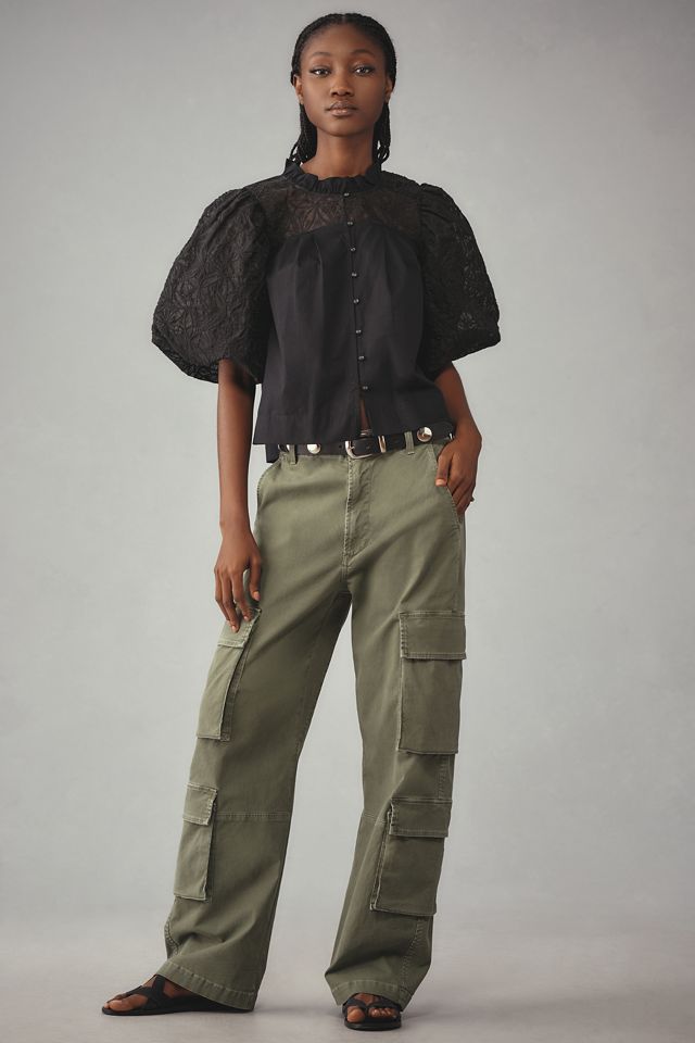 Maeve Puff-Sleeve Embellished Button-Front Blouse #2
