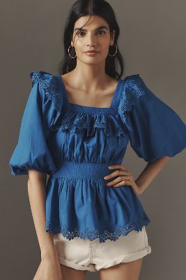 Peplum Eyelet Blouse