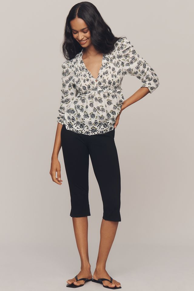 By Anthropologie Ruched-Sleeve Smocked Blouse #2