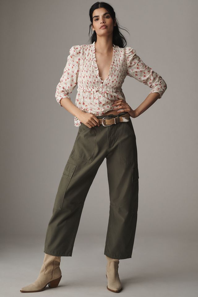 By Anthropologie Ruched-Sleeve Smocked Blouse #2