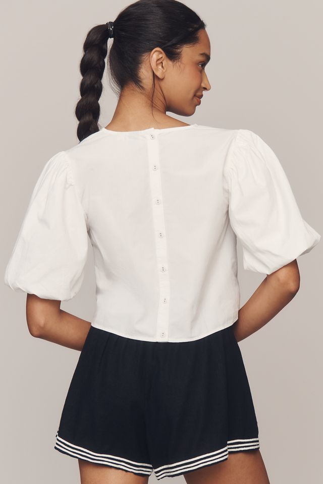 Maeve Short-Sleeve Tie-Front Blouse #1