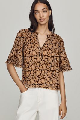 Trina Pintuck Short-Sleeve Swing Top