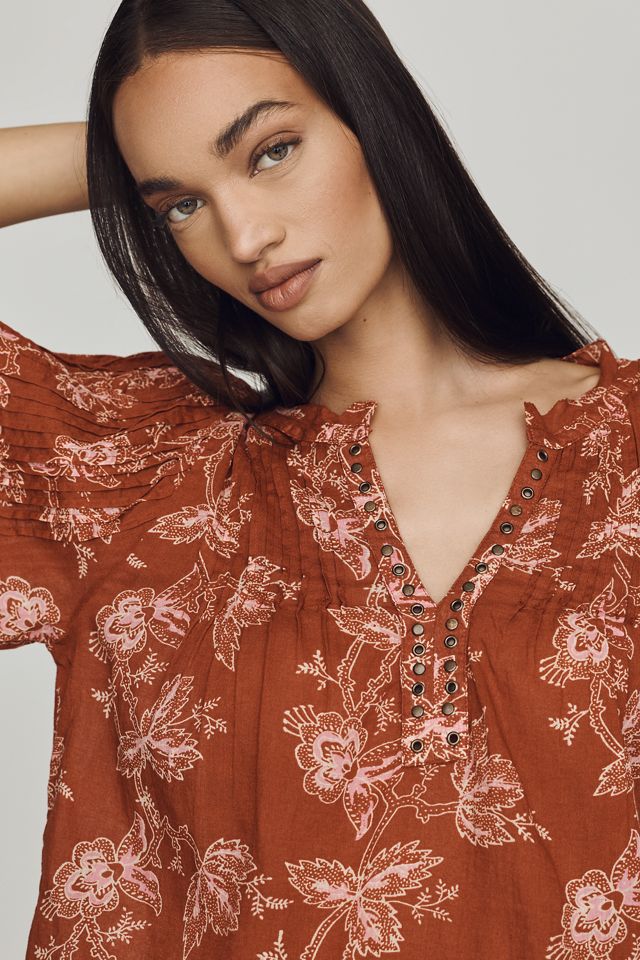 Trina Pintuck Short-Sleeve Swing Top #1