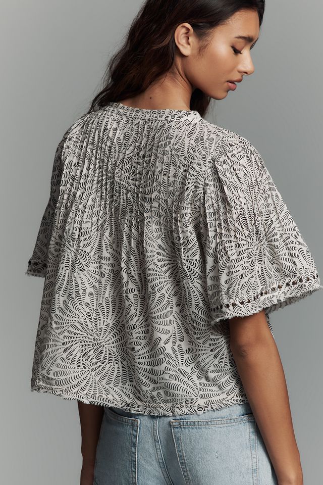 Trina Pintuck Short-Sleeve Swing Top #1