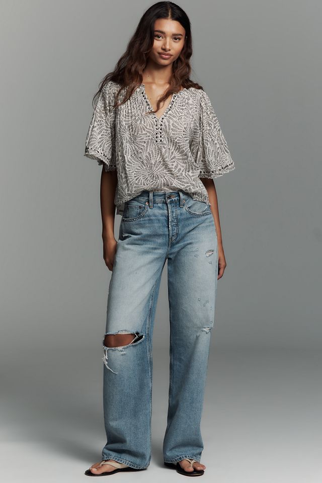 Trina Pintuck Short-Sleeve Swing Top | Anthropologie