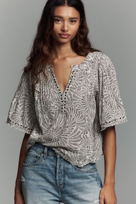 Trina Pintuck Short-Sleeve Swing Top