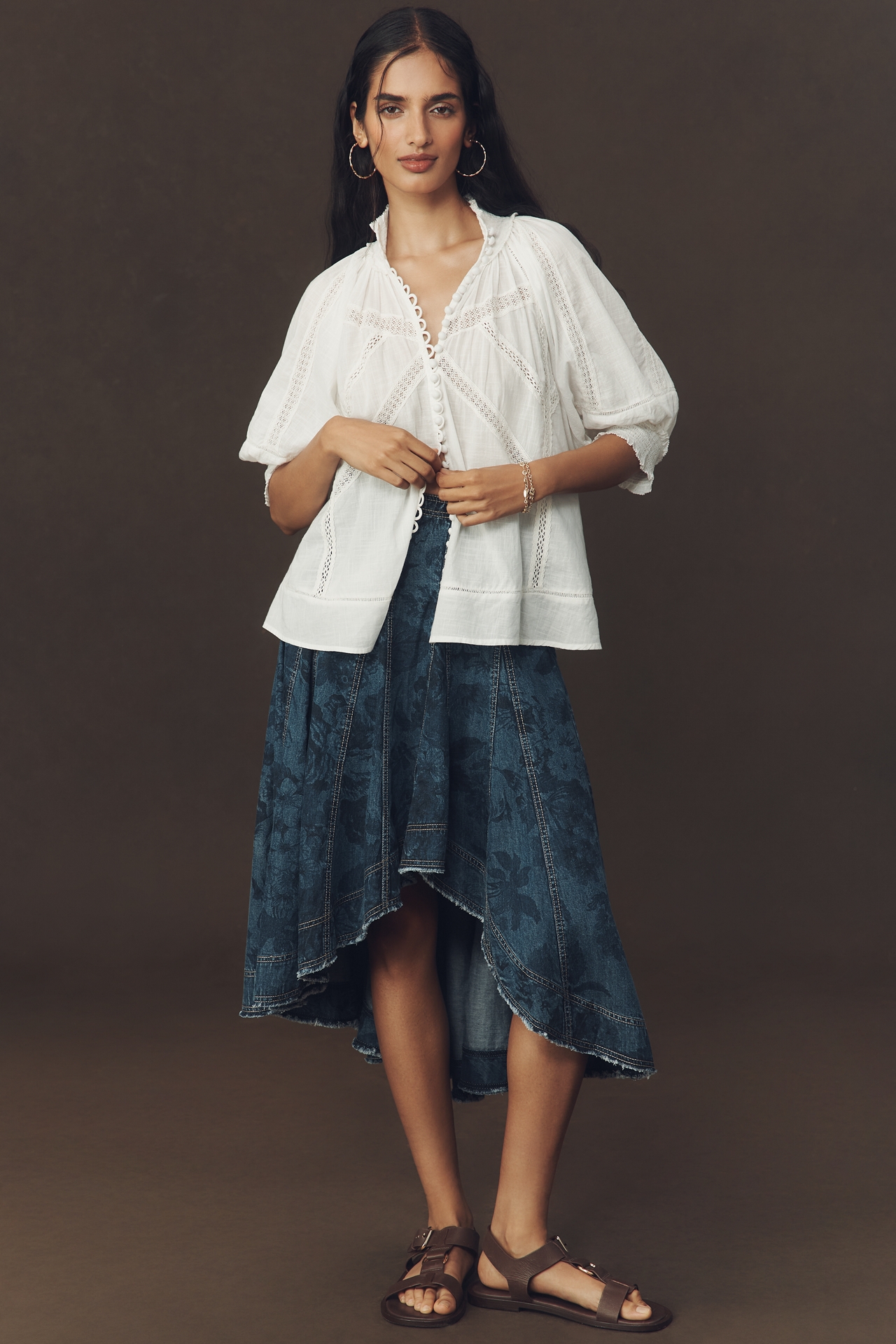By Anthropologie Puff-Sleeve Victorian Blouse
