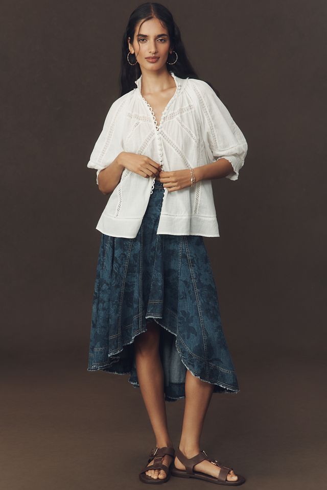 By Anthropologie Puff-Sleeve Victorian Blouse #1