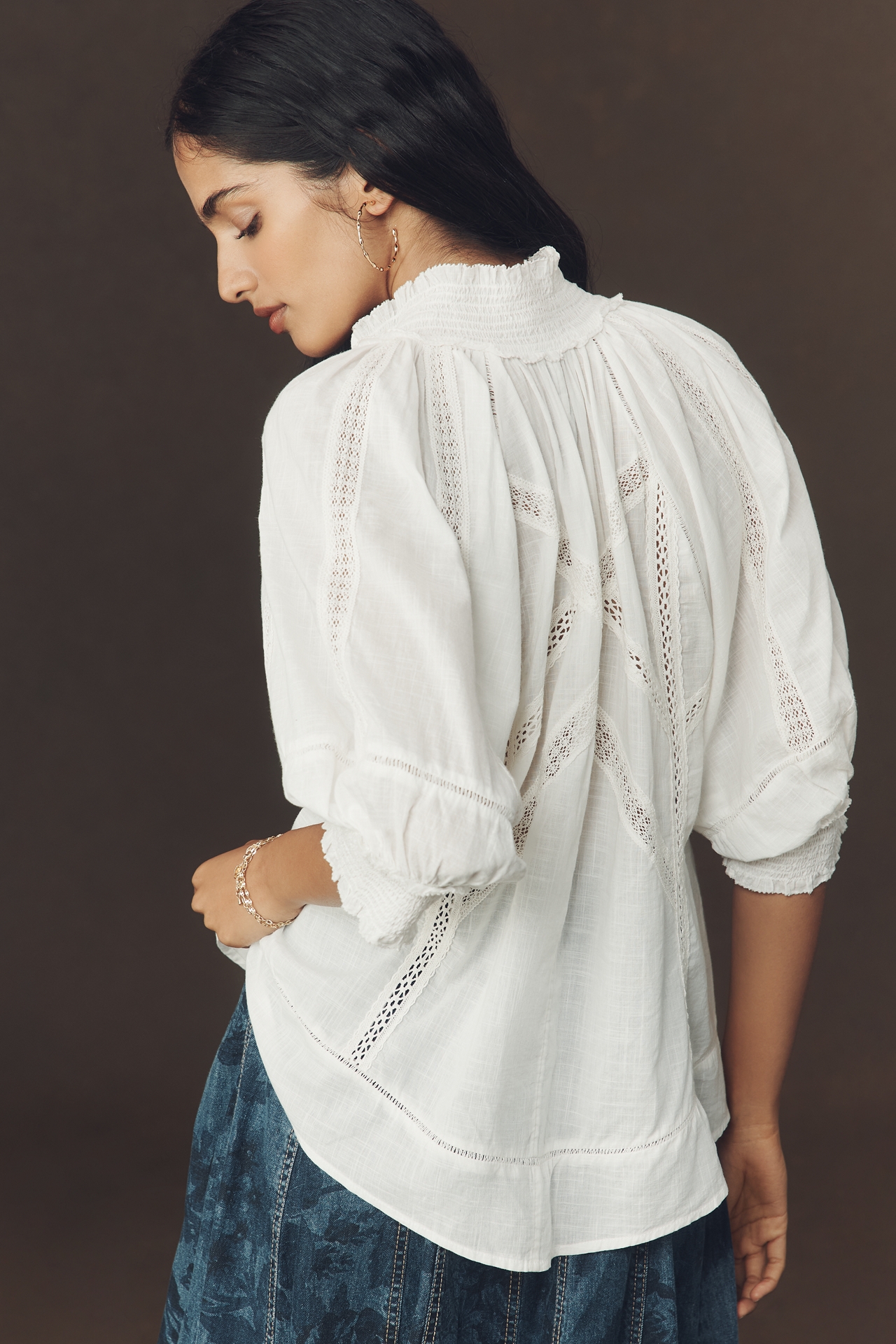 By Anthropologie Puff-Sleeve Victorian Blouse